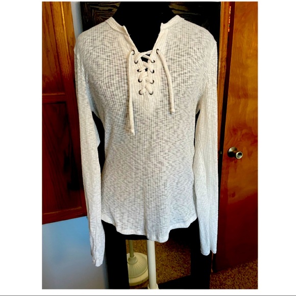 BKE white lace up front top - Picture 1 of 4